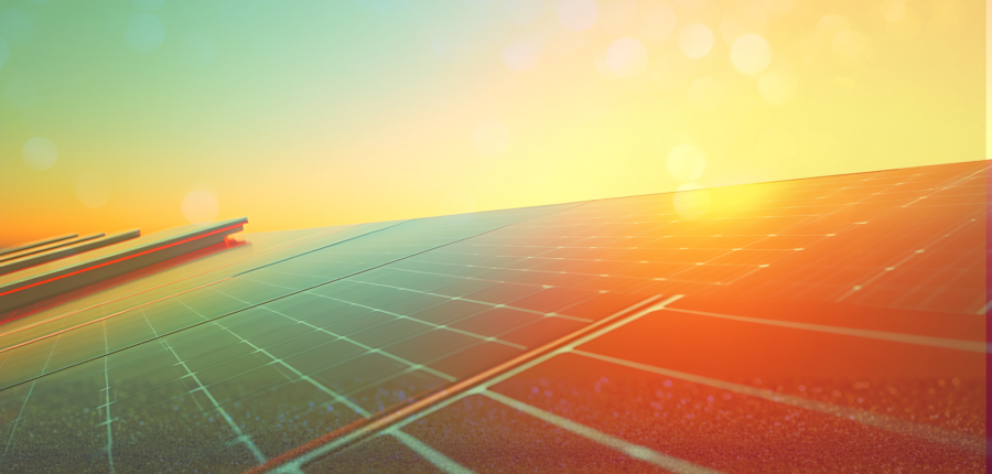 Solar Power Pension Pot Power up - with golden sunlight on abstract close up of solar panels in sunlight