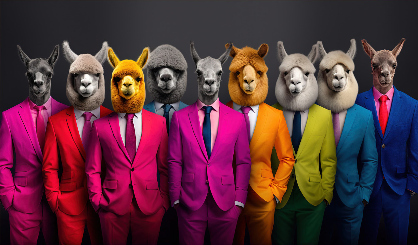 Neuroinclusive Workplaces illustrated with Llamas in Loud Suits